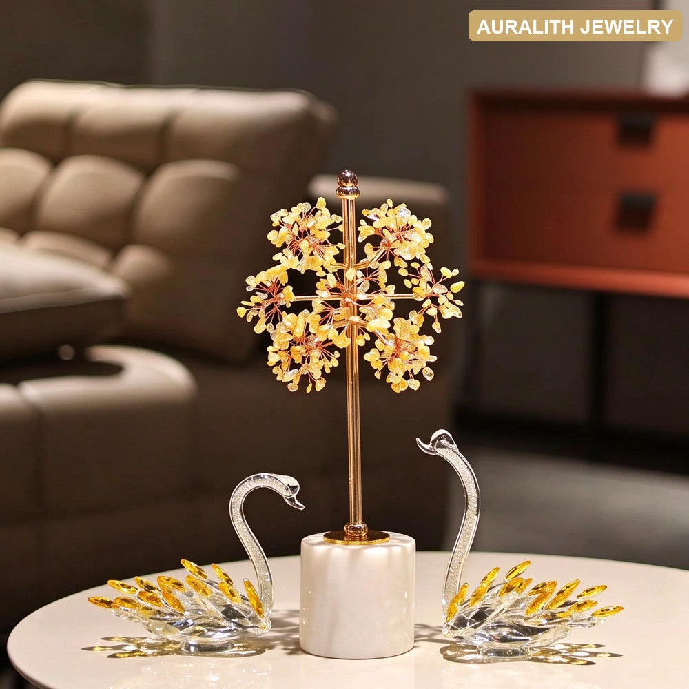 Natural Citrine Swan Crystal Money Tree