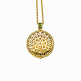 Sand Gold Cross Mandala Pendant — Reversible Enamel Fortune Necklace