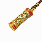 Sand Gold 3D Carved Column Pendant — Zen Fortune Talisman Necklace