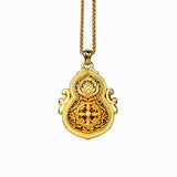 Sand Gold Enamel Butterfly Pendant — Reversible Flower Garden Necklace