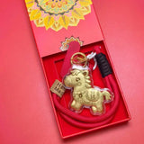 Golden Fortune Horse Keychain — Feng Shui Wealth & Luck Charm Amulet
