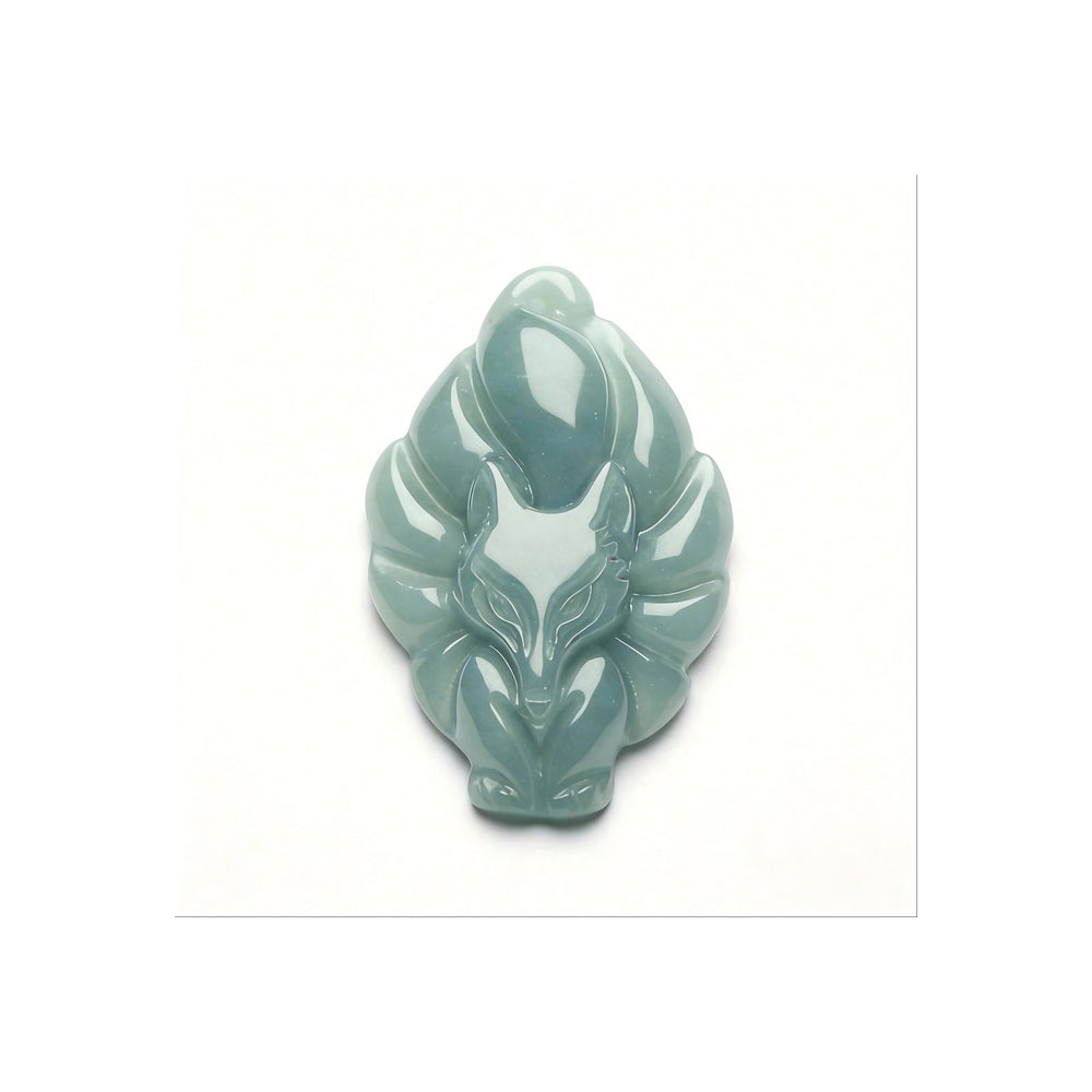 Natural Icy Jade Fox Pendant — Grade A Hand-Carved Jade Jewelry