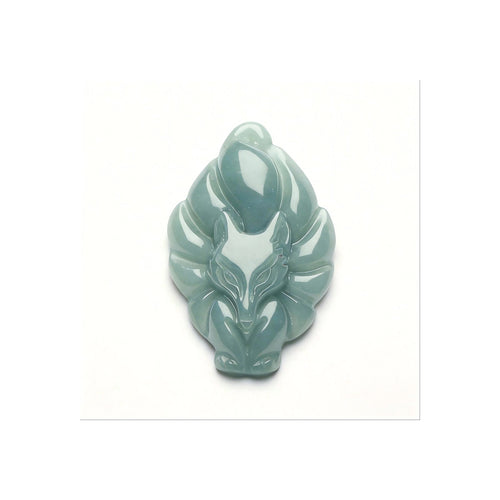 Natural Icy Jade Fox Pendant — Grade A Hand-Carved Jade Jewelry