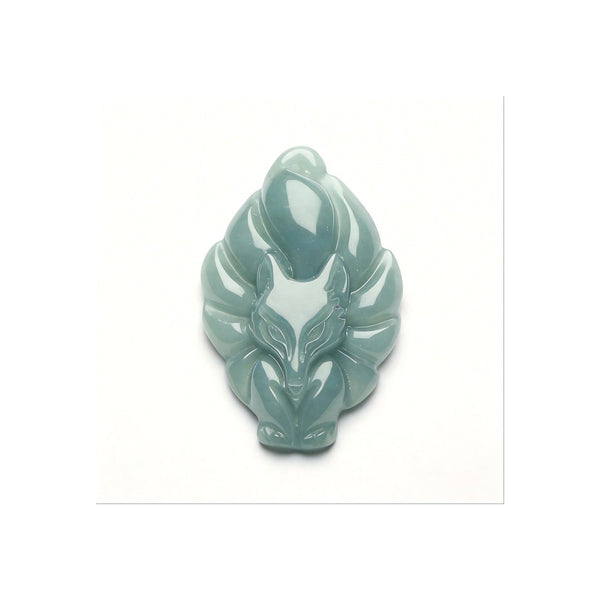 Natural Icy Jade Fox Pendant — Grade A Hand-Carved Jade Jewelry