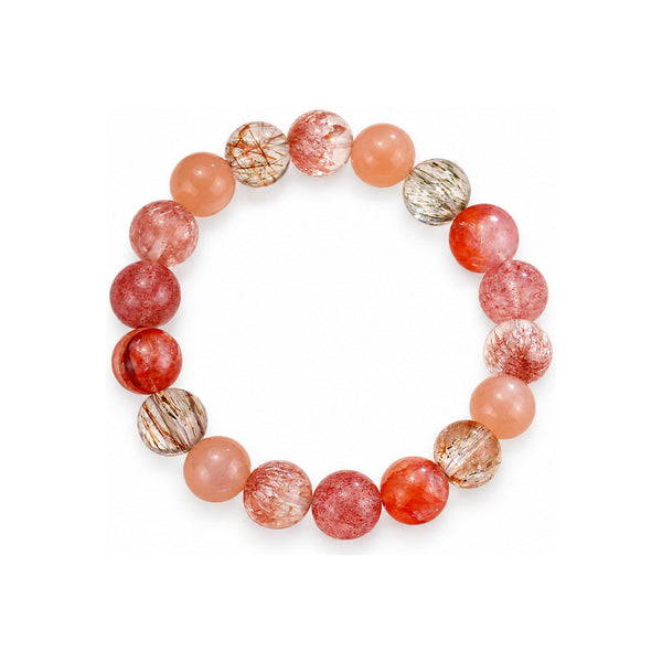 Natural Firework Quartz Mixed Gemstone Bracelet — Healing Crystal Beaded Jewelry