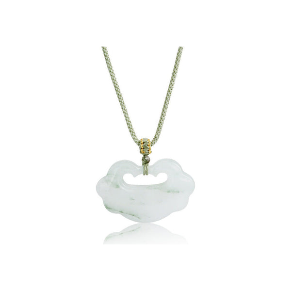 Natural Tianshan Green Jade Amulet Pendant — Ping An Kou, Wushi Pai & Cloud Lock
