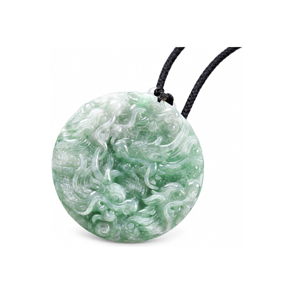 Authentic Grade A Jadeite Nine Dragons Pendant — Double-Sided Carved Jade Amulet