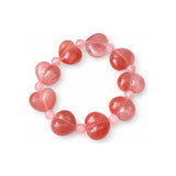 Peach Blossom Quartzite Jade Heart Bead Bracelet