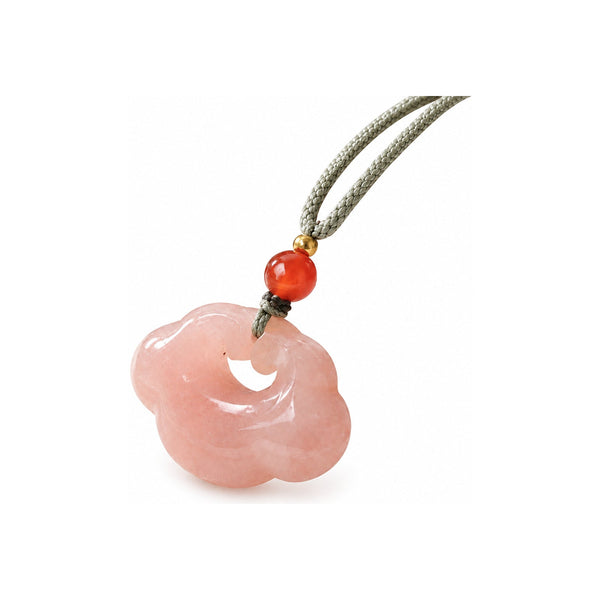 Peach Blossom Auspicious Cloud Quartzite Jade Pendant Necklace