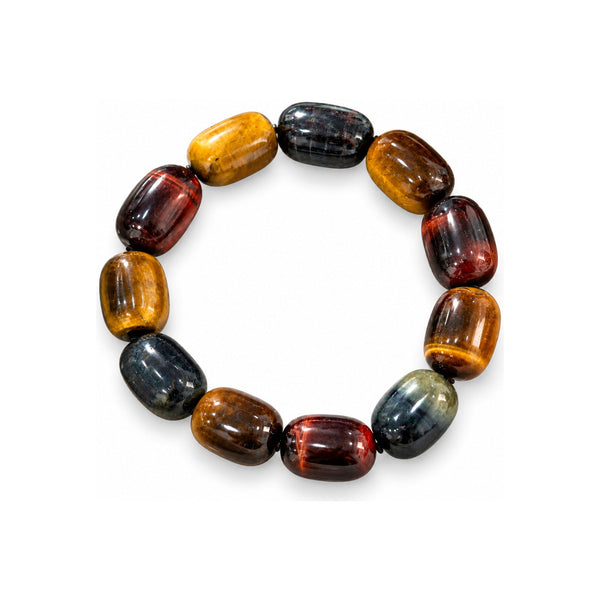 Tricolor Tiger's Eye Barrel Bead Bracelet