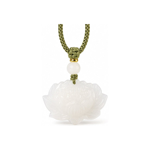 Hetian Jade Lotus Pendant Necklace — Purity & Spiritual Elegance