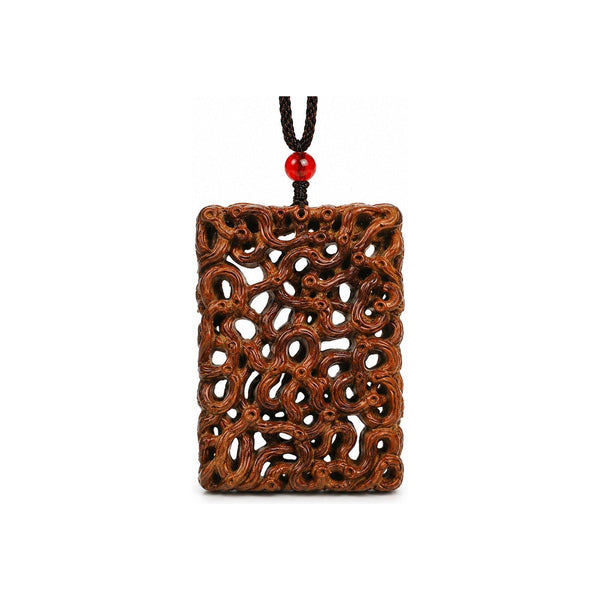 Lightning-Struck Jujube Wood Dragon Carving Pendant Necklace