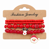 Festive Christmas Charm Bracelet Stack — 4-Piece Holiday Set