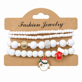 Festive Christmas Charm Bracelet Stack — 4-Piece Holiday Set