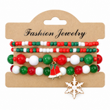 Festive Christmas Charm Bracelet Stack — 4-Piece Holiday Set