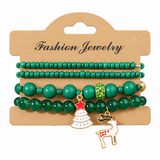 Festive Christmas Charm Bracelet Stack — 4-Piece Holiday Set