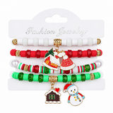 Festive Christmas Charm Bracelet Stack — 4-Piece Holiday Set