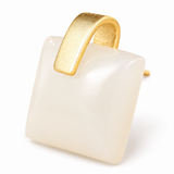 Sand Gold Enamel Square Mosaic Stud Earrings — Color & Geometry