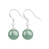 Green Round Bead Drop Earrings — Natural Stone Artisan Jewelry