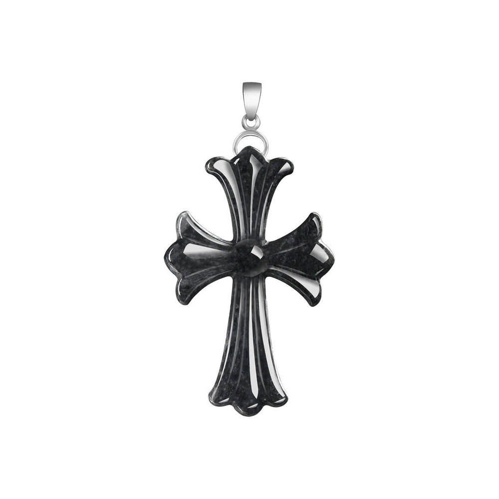 Dark Sculpted Cross Pendant Necklace — Bold Gothic Artisan Jewelry
