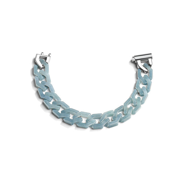 Hellblaues Gliederketten-Armband & -Halskette — Geometrisches Layering-Set