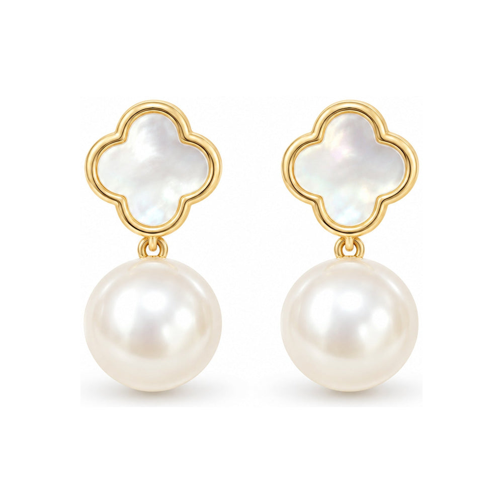 Clover Pearl Stud Earrings — Lucky Freshwater Pearl Jewelry