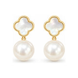 Clover Pearl Stud Earrings — Lucky Freshwater Pearl Jewelry