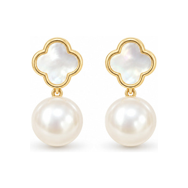 Clover Pearl Stud Earrings — Lucky Freshwater Pearl Jewelry