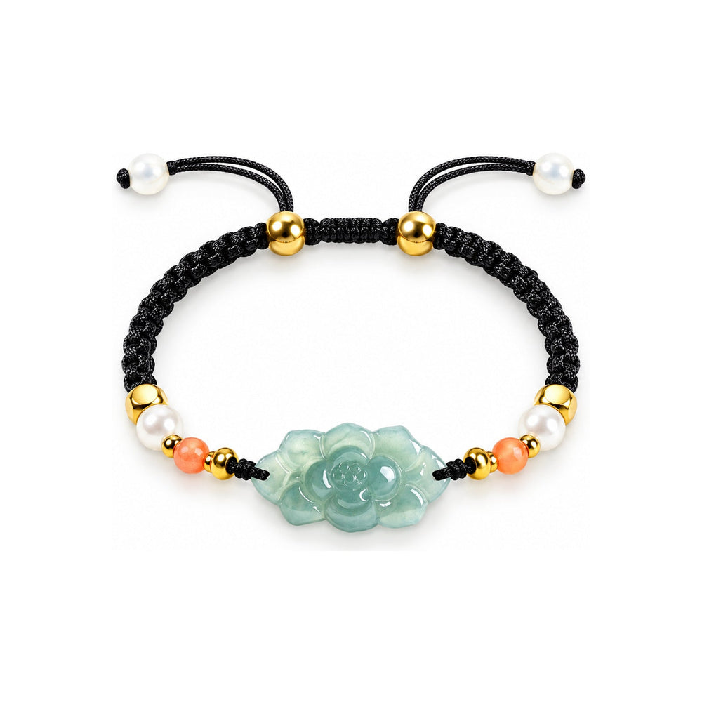 Blau-grünes Lotus-Naturstein-geflochtenes Armband