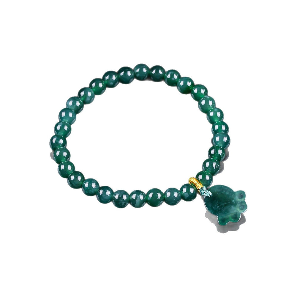 Green Paw Charm Bead Bracelet