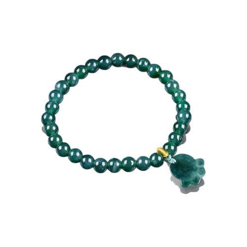 Green Paw Charm Bead Bracelet