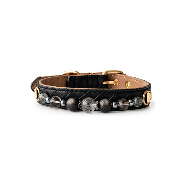 Midnight Quartz Natural Stone Beaded Pet Collar