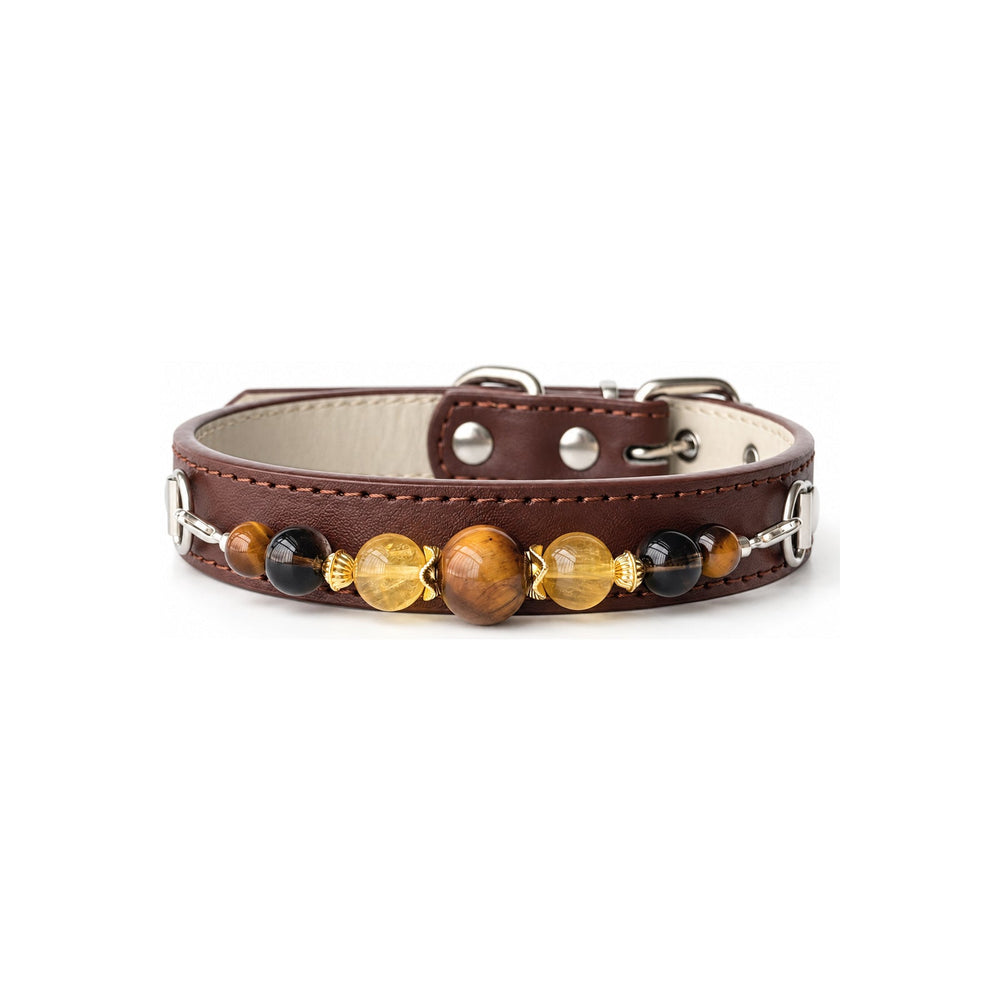 Chestnut Tiger Eye Natural Stone Pet Collar