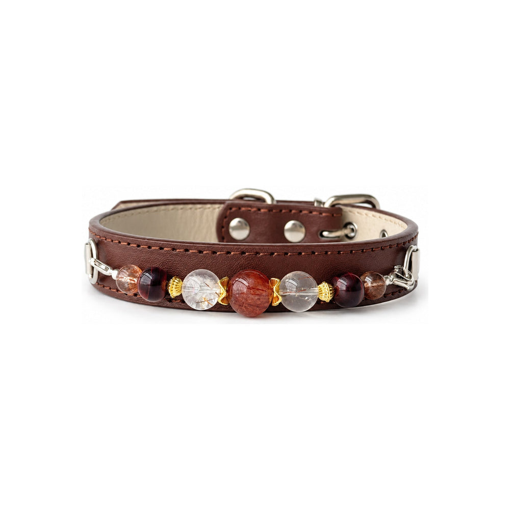 Herbstglut-Halsband mit Natursteinperlen für Haustiere