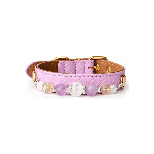 Lavender Frost Natural Stone Beaded Pet Collar