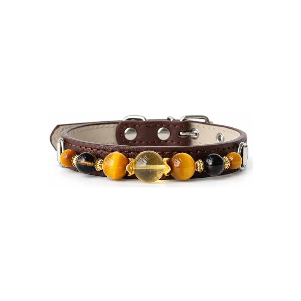 Halsband für Haustiere mit Golden Halo Natursteinperlen
