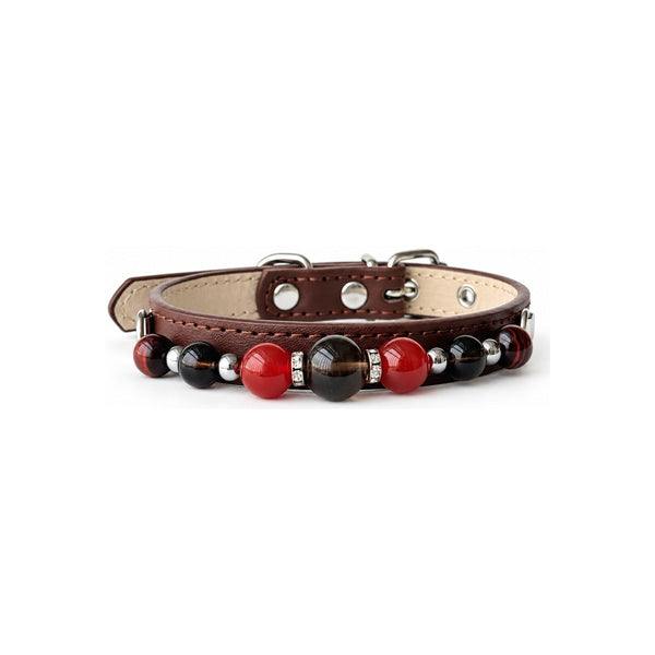 Smoky Ember Natural Stone Beaded Pet Collar