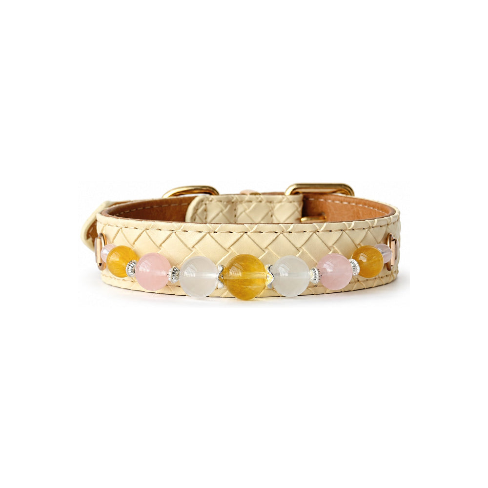Halsband für Haustiere aus Golden Blush Natursteinperlen