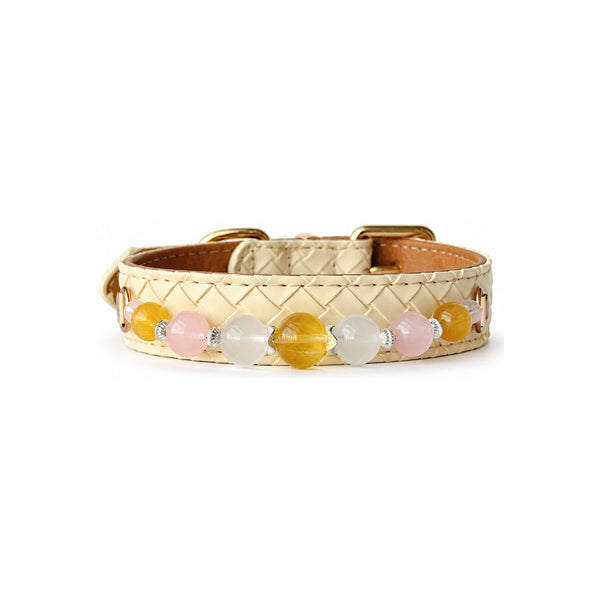 Golden Blush Natural Stone Beaded Pet Collar