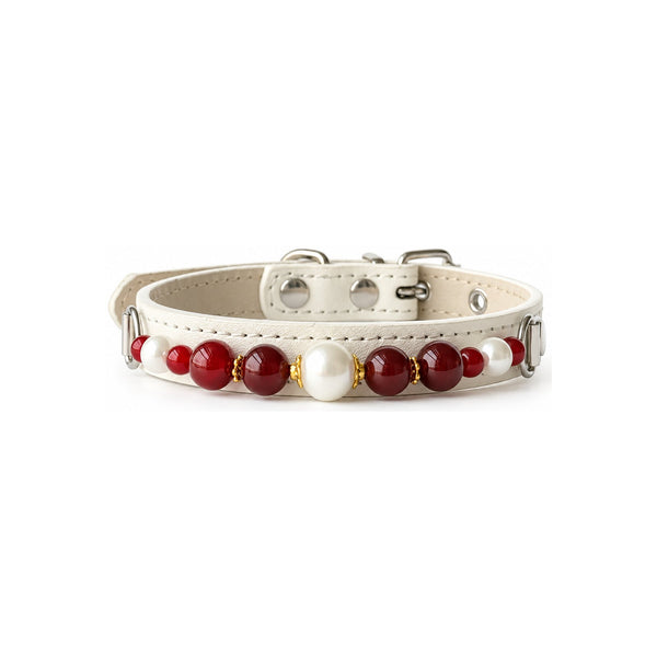 Cherry Pearl Natural Stone Beaded Pet Collar