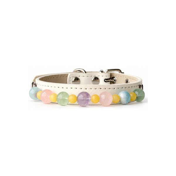 Pastel Confetti Natural Stone Beaded Pet Collar