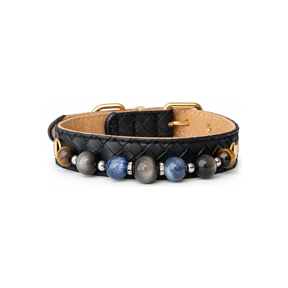 Storm Blue Natural Stone Beaded Pet Collar