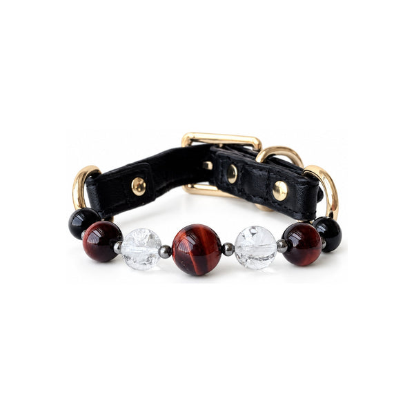 Crimson Arc Natural Stone Beaded Pet Collar