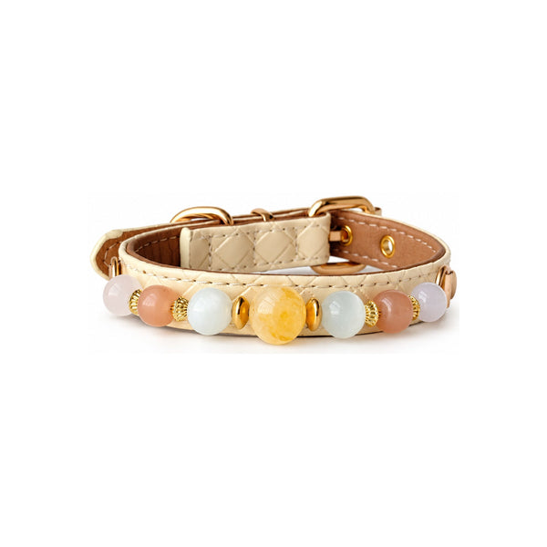 Peach Sunrise Natural Stone Beaded Pet Collar