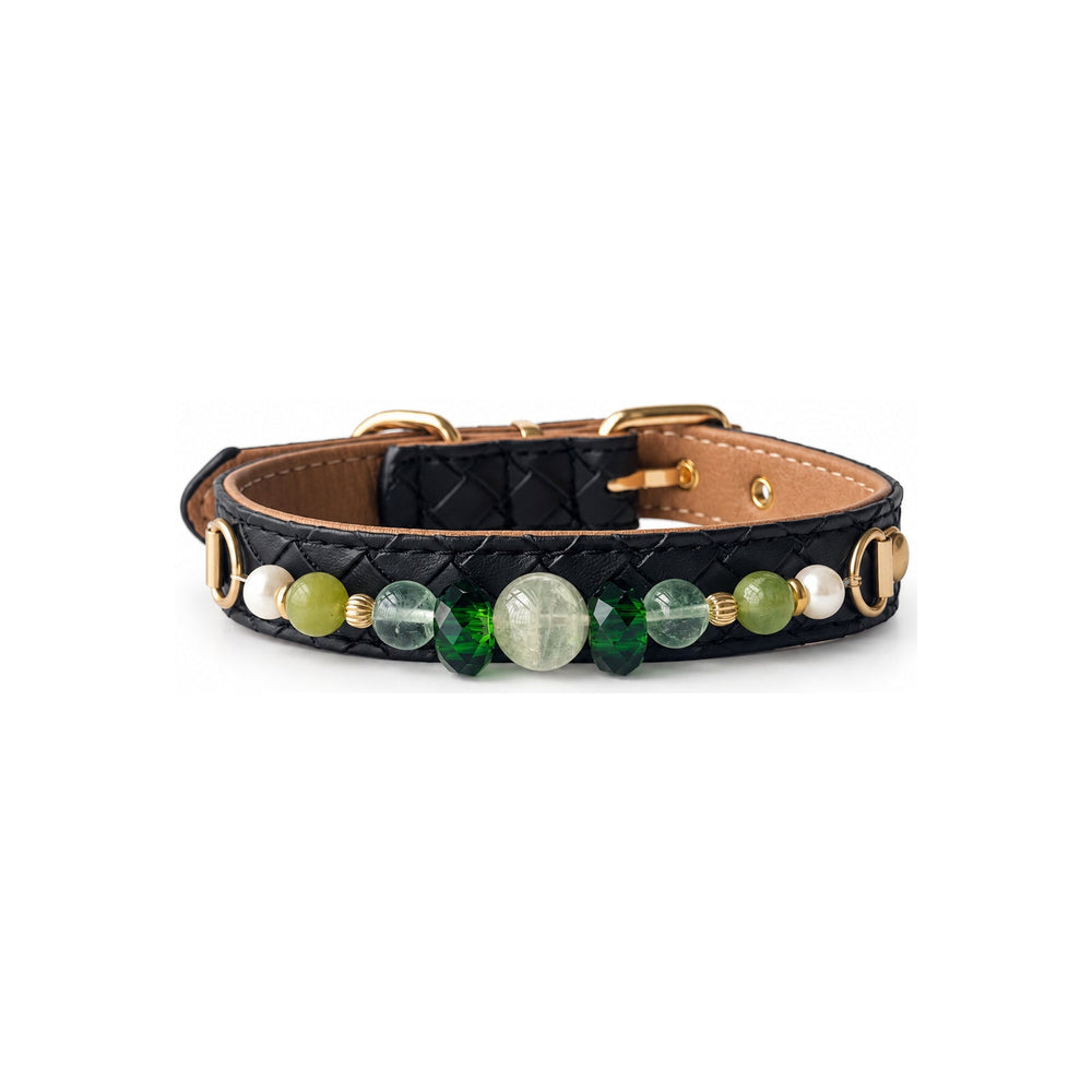 Forest Prism Naturstein-Halsband für Haustiere mit Perlen