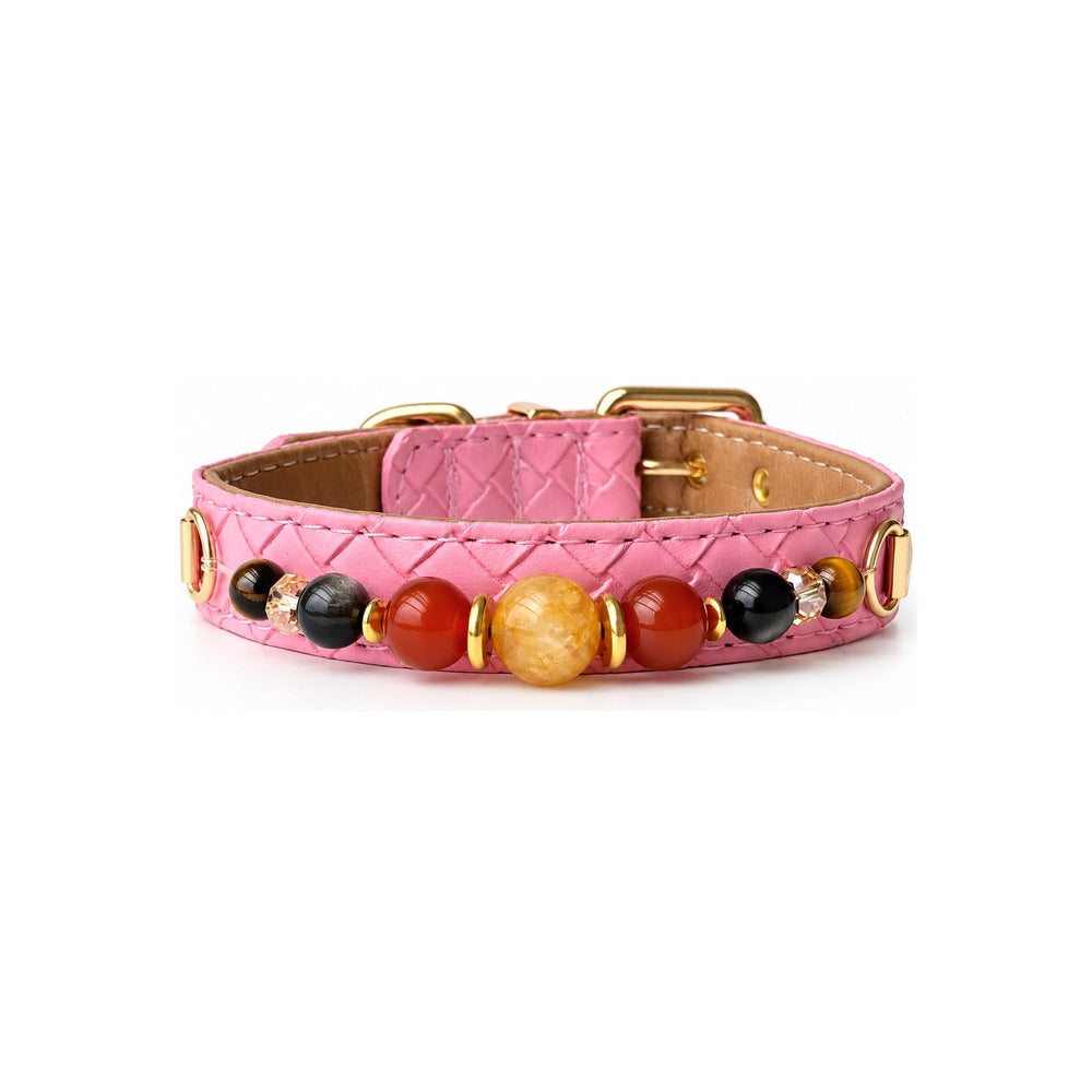 Amber Glow Natural Stone Beaded Pet Collar