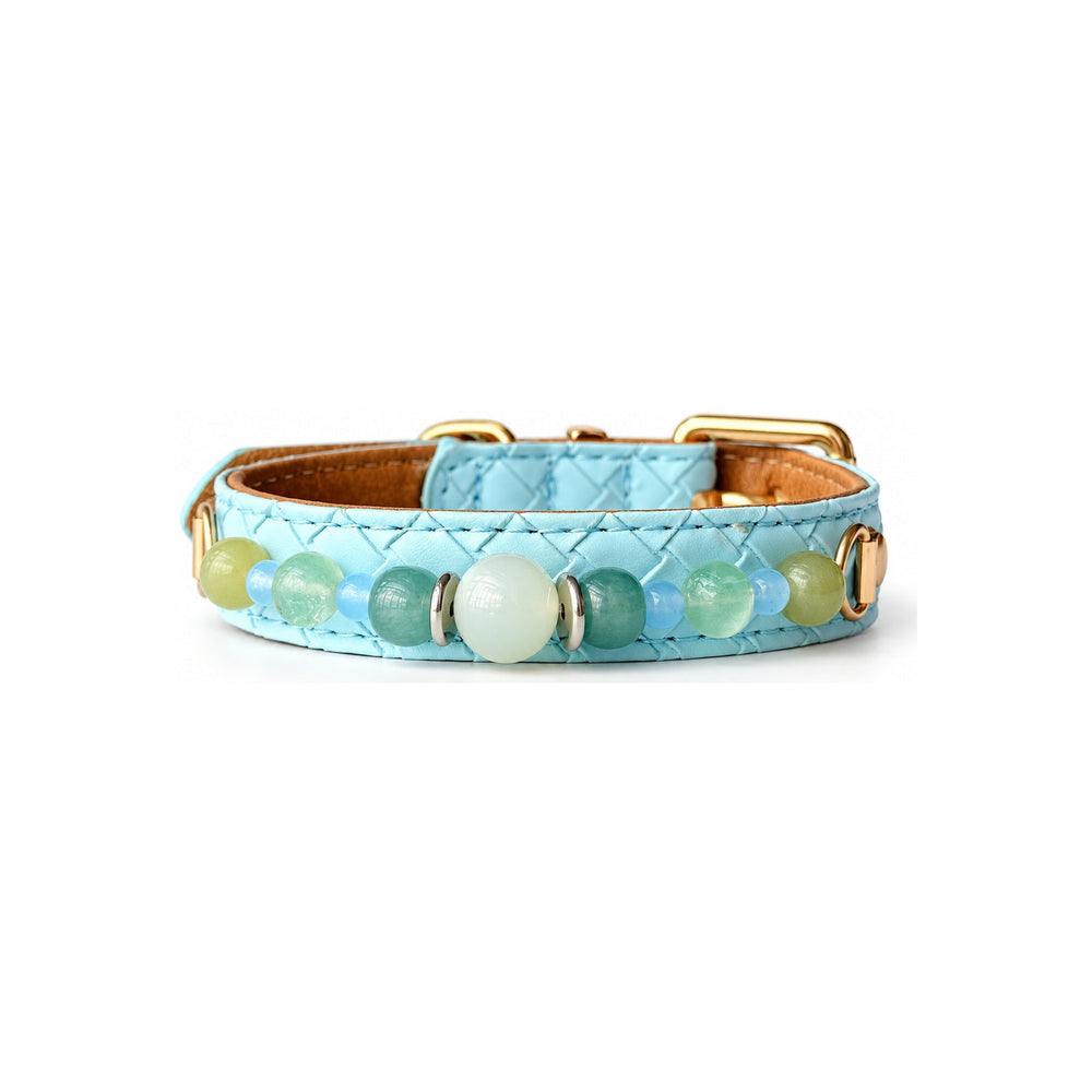 Seafoam Moon Natural Stone Beaded Pet Collar