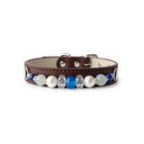 Halsband für Haustiere aus blauen Perlen aus Naturstein