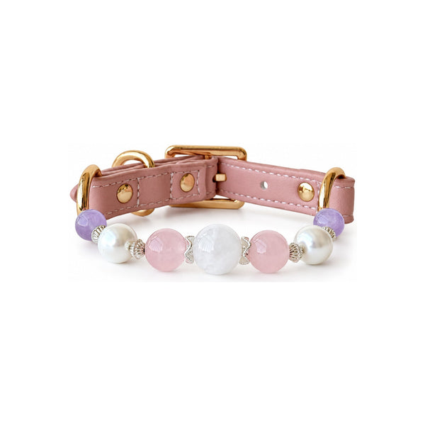 Crimson Dusk Natural Stone Beaded Pet Collar