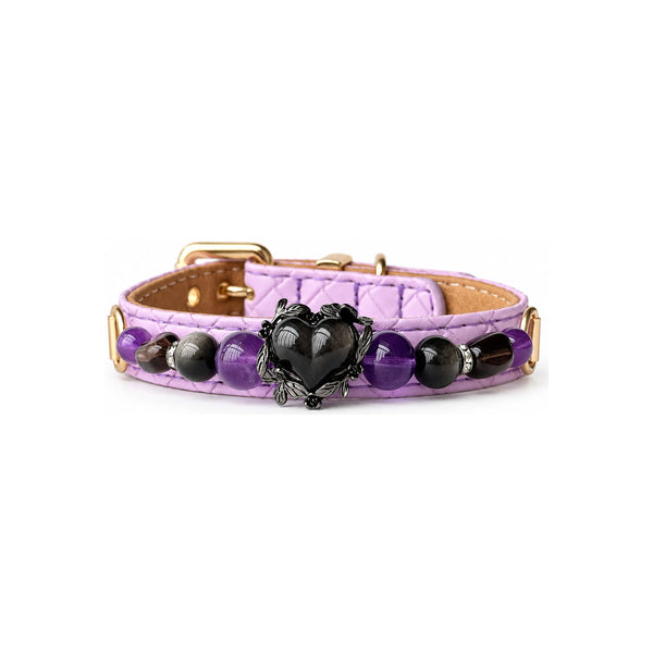 Midnight Violet Natural Stone Beaded Pet Collar